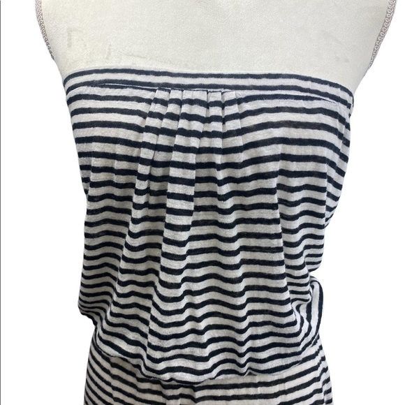 For Cynthia Dresses & Skirts - For Cynthia Beach Wear 100% Linen Strapless Midi Dress Striped SZ LG boho Summer